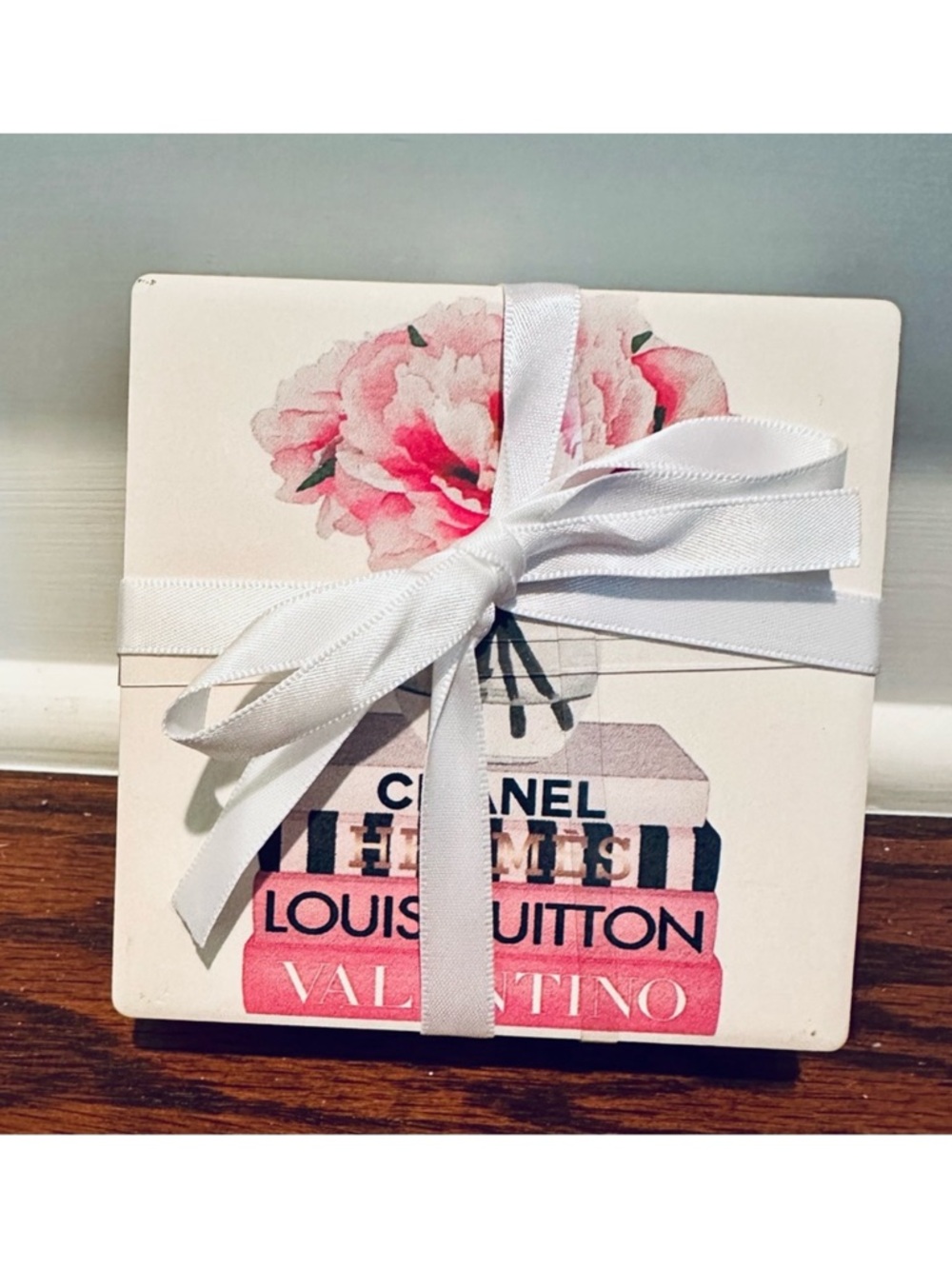 Amanda Greenwood Luxury Ceramic Coasters – Set of 4 Designer Chic Prints NWT